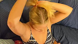 nichole madison delivers pov blowjob leading to facial