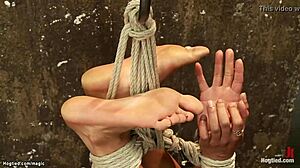 small tits ebony gets whipped on hogtie, feeling the rough punishment