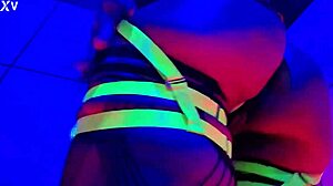 Sensual seduction with oiled body and teasing striptease.