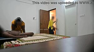 blowjob and hard fucking while the maid cleans the room