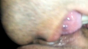 My cousin gives me pleasure licking my big swollen lubricated vagina with his tongue in homemade video.