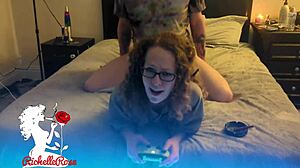 amateur blonde gamer girl in cosplay gets interviewed and plays fortnite full movie