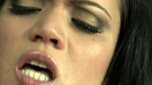 brunette girl masturbating with toys