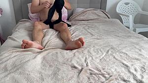 arab stepmom caught stepson jerking off to her pantyhose and gets hot creampie in pussy