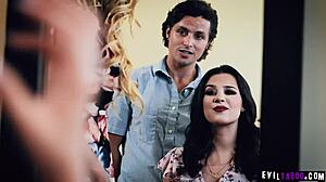 Evil Katie Morgan and Jay Romero manipulate naive teen Kylie Rocket to surrender her virginity in hardcore scene