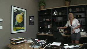 blonde milf secretary mellanie monroe uses her big boobs to seduce men