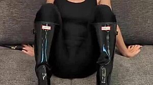 Black Bodysuit With Hunter Boots