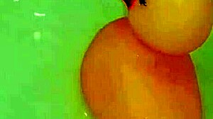 Fun playing in the bathroom with a rubber duck