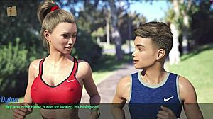 a wife and stepmother go for a jog together