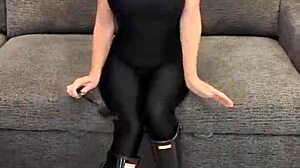 Black Bodysuit With Hunter Boots