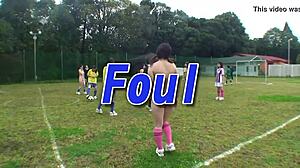 Asian Girls Intensely Masturbating While Playing Football Naked