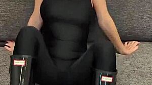 Black Bodysuit With Hunter Boots