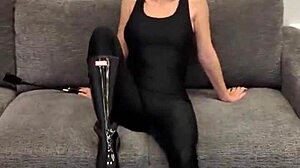 Black Bodysuit With Hunter Boots