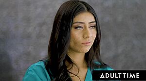 Adult Time - Newbie Masseuse Violet Myers Rubbed by Lena Paul and Jade Baker in Lez 3-Way