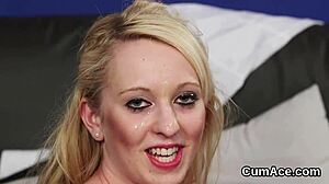 Naughty Hottie Swallows Jizz Load!