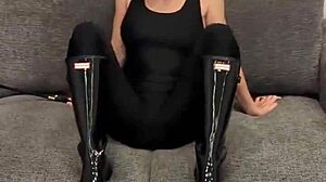 Black Bodysuit With Hunter Boots