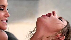 bi-sexual babes jennifer mendez and rebecca volpetti take dp slamming from gym hunks