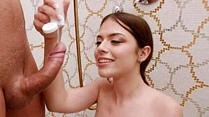 Ramona's getting wild in the shower with blowjob and big cock action!