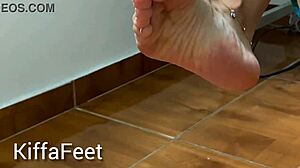 Goddess Kiffa Dangles Flip Flops with French Nails and Toe Rings