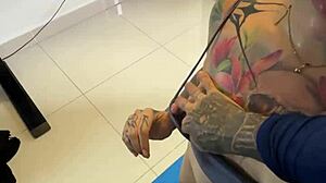 Neighbor fucks during workout with hairy pussy