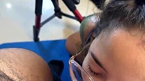 Neighbor fucks during workout with hairy pussy