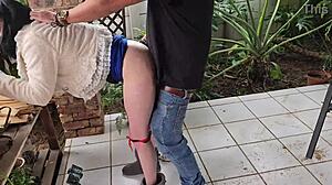 friend sharing his wife for outdoor threesome 😈