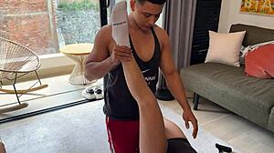 Hot Blonde Ends Up Fucking Her Muscular Personal Trainer to Give Her Free Lessons