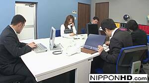 Asian secretary gets played with while shes on the phone.