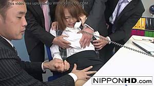 Asian secretary gets played with while shes on the phone.