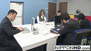 Asian secretary gets played with while shes on the phone.