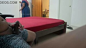 maid gives handjob to owner in house