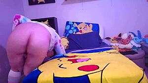 Needy chubby femboy takes bad dragon dildos for the first time, she moans.