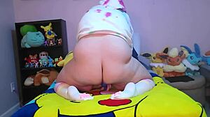 Needy chubby femboy takes bad dragon dildos for the first time, she moans.