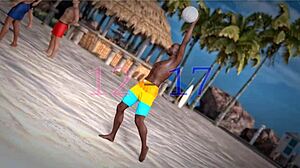 Beauty and the thug beach ball topless