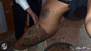 European Young Redhead German Party Slut Gets Licked by Strangers in the Laden