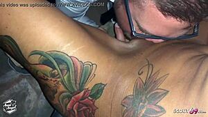 European Young Redhead German Party Slut Gets Licked by Strangers in the Laden