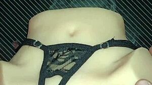 Candy in black striped thong receives special attention