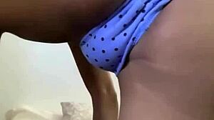 tiny barely legal teen with plump pussy stuffs panties in tight hole