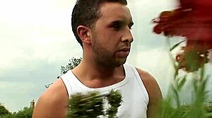 Busty Blonde BBW Fucks Trainer And His Friend Simultaneously