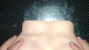 Candy in black striped thong receives special attention