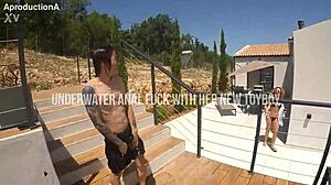 Underwater Exploration with Her New Toy Companion