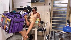 Naked for Delivery Guy He Fucks Me Hardcore Huge Ass Perfect Tits Petite Blowjob