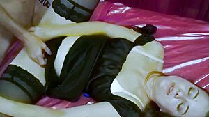 2182 - french amateur slut clothed in a black dress black satin panties black satin garter belt heels stockings panty rubbing rimming doggystyle sex-toys