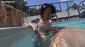 Underwater Exploration with Her New Toy Companion