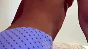 tiny barely legal teen with plump pussy stuffs panties in tight hole