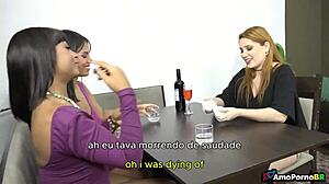 Married woman invites two single friends for cards. Turns into cuckquean threesome.