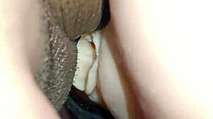 Candy in black striped thong receives special attention