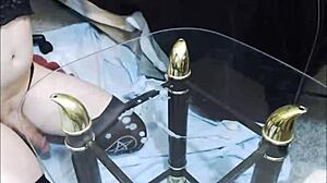 Sexy emo tranny licks her own cum after solo! 😜