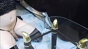 Sexy emo tranny licks her own cum after solo! 😜