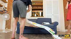 In Rim4k, a twister game suddenly turns into passionate sex with the red-haired teen, involving ass licking, blowjob, and more